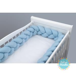 TUTTOLINA Kokvilnas apmalīte bērna gultiņai silver dots dark blue