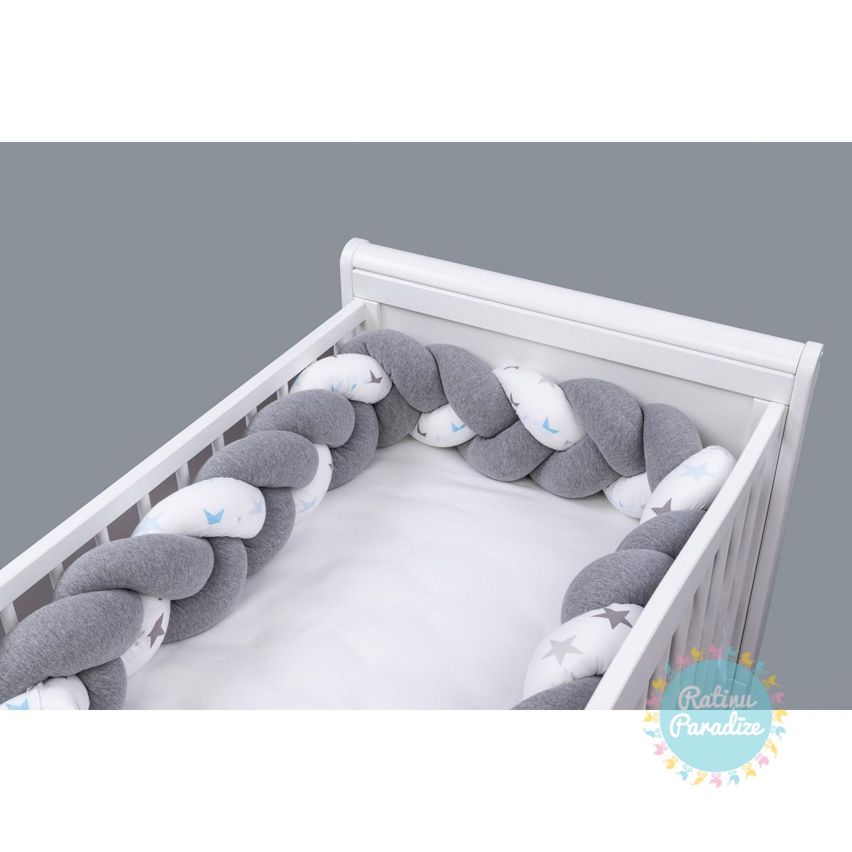 TUTTOLINA Kokvilnas apmalīte bērna gultiņai grey-blue star