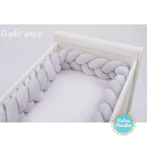 TUTTOLINA-PUER – apmalīte – bērna – gultiņai -exclusive – Velour – light – grey