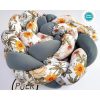 Kokvilnas apmalīte bērna gultiņai PUER exclusive - Flowers gray(6)