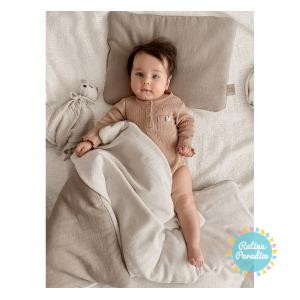 BABYSTEPS bērnu gultas veļas komplekts divpusējs 135×100 см , 2 daļas - Linen - Natural i Dark Beige 3