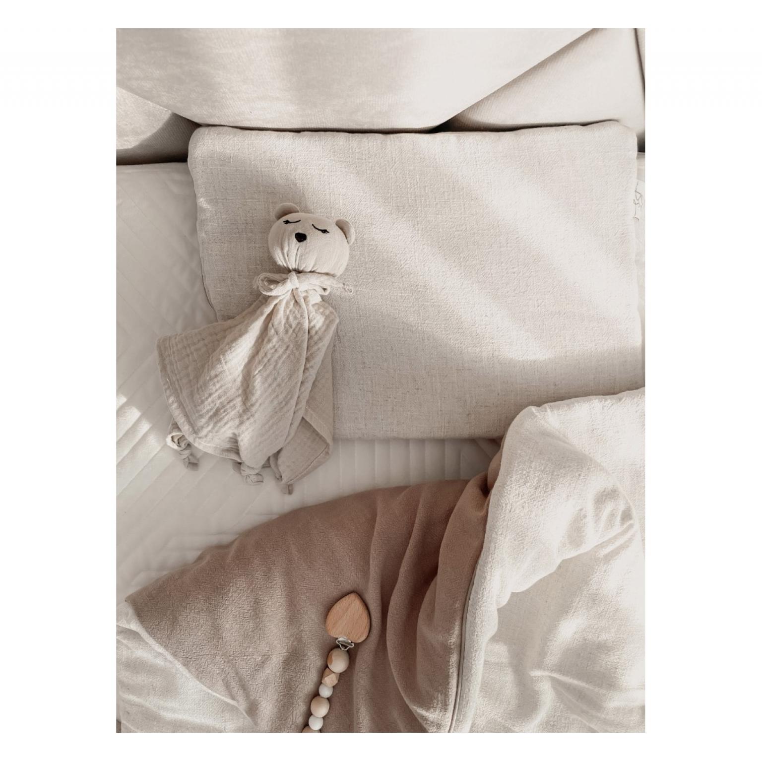 BABYSTEPS bērnu gultas veļas komplekts divpusējs 135×100 см , 2 daļas — Linen — Natural i Dark Beige 1