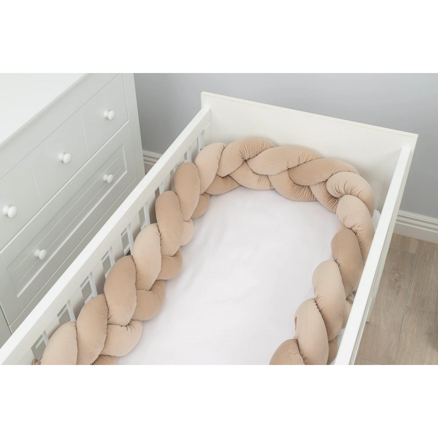 Apmale “bizīte” bērnu gultiņai PUER (210 cm) — Savanna Velvet, beige-(7)