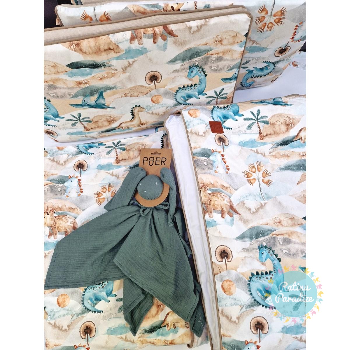 bērnu gultas veļas komplekts (135×100 см) — dino new (1)