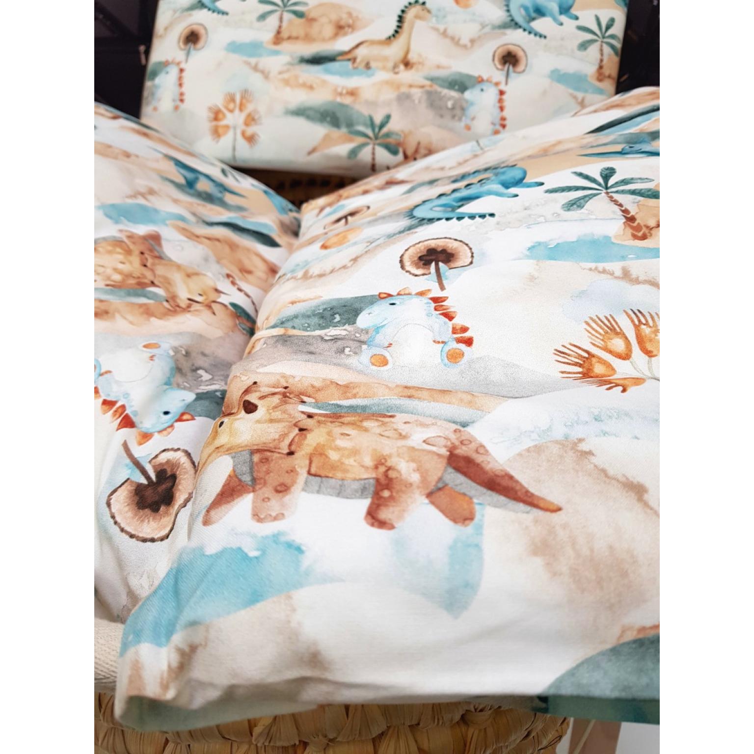 bērnu gultas veļas komplekts (135×100 см) — dino new 5 daļas