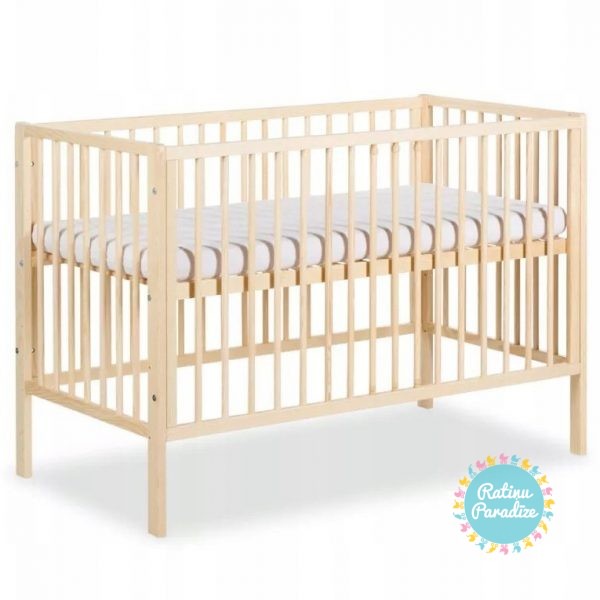 Bērnu-kokā-gultiņa-KLUPS-FRANK-120×60-Pine-Детская-деревянная-кроватка-рига (1)