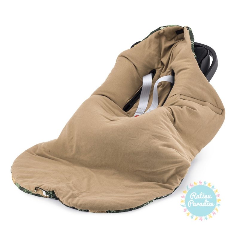 divpusēja sedziņa konverts ar kapuci autokrēsliņām makaszka cotton (100x110 cm) — woodland (2)
