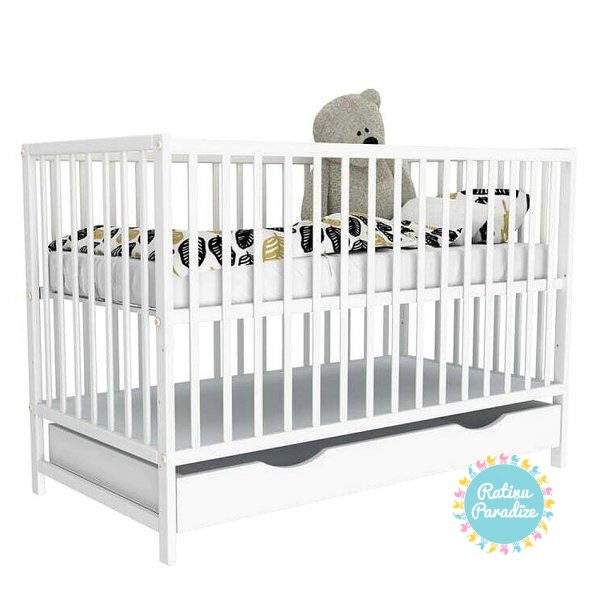 Bērnu-gulta-ar atvilktni-BOBAS MAGDA 120X60 CM – White