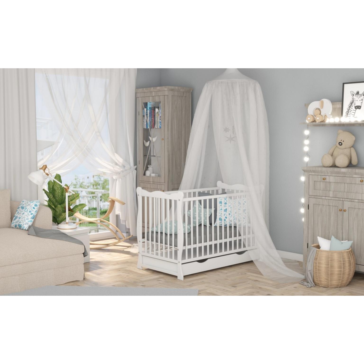Bērnu gultiņa ar atvilktni BOBAS JULIA 120X60 CM — White-(5)-ratiņu-paradīze